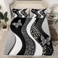 thumbnail image 2 of Erosebridal Grey Stripes Full Sheet Sets, Chic Butterfly Bedding Full Size, 4pcs, 2 of 7