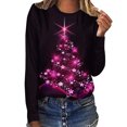 thumbnail image 2 of Jienlioq T-Shirts de Noël Grande Taille Mode pour Femmes à Col Rond à Manches Longues Imprimé Décontracté T-Shirt Blouse Hauts, 2 of 5