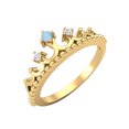 thumbnail image 2 of 2mm Round Larimar 925 Sterling Silver Yellow Plated Women Crown Tiara Ring, 2 of 4