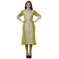 thumbnail image 2 of Moomaya Tunique Droite à Col en V pour Femmes, Manches Roulées, Kurta en Coton Imprimé, 2 of 6