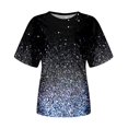 thumbnail image 5 of TSADFHJI Chandails pour Femmes en Coton Mode Décontractée pour Femmes Dégradé à Paillettes Imprimé Col Rond T-Shirt Ample, 5 of 5