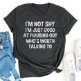 thumbnail image 1 of RXIRUCGD Hauts de Sortie pour Femmes Mode Été Décontracté Col Rond Imprimé Lettre Manches Courtes T-Shirt Chemises Femmes Gris Foncé, 1 of 8