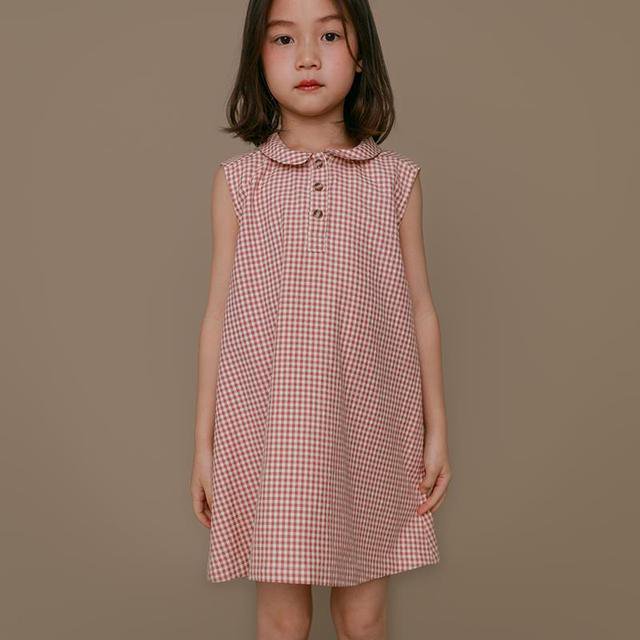 Été Nouveau Rétro Enfants Fille Robe Enfants Coton Casual Manches Robes Mode Plaid Vêtements pour Enfants