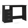 thumbnail image 4 of vidaXL Desk with Drawers Black 110x50x76 cm Engineered Wood, 4 of 5