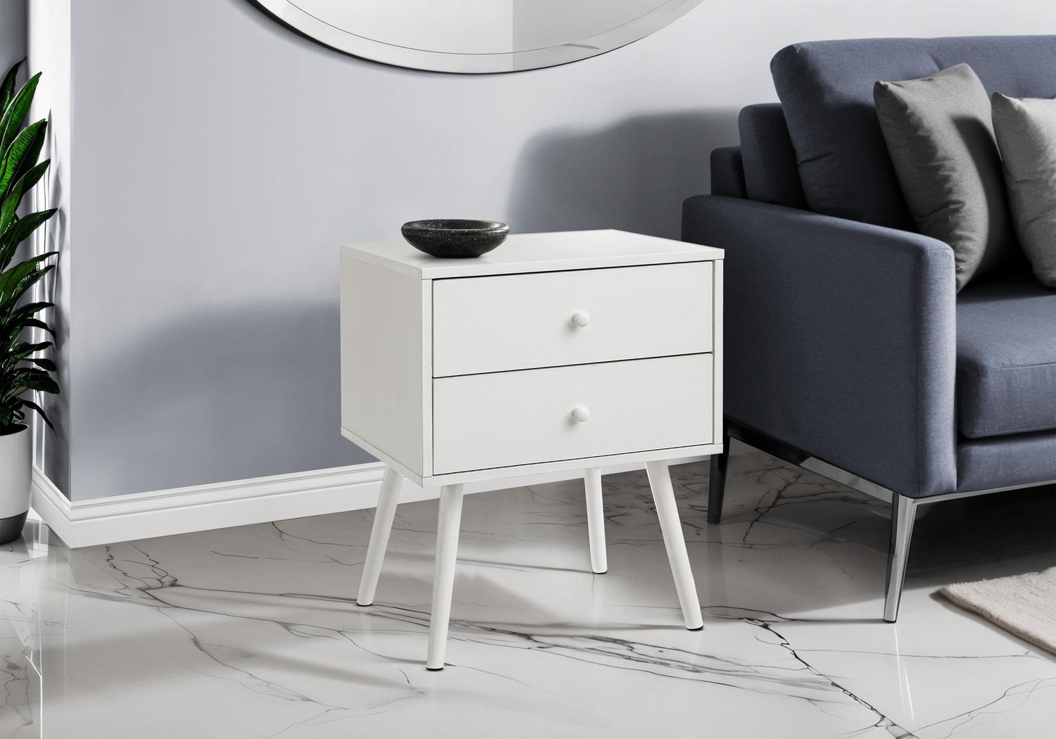 Monarch Specialties  Table D'appoint, Chambre À Coucher, Bout, Salon, Table De Nuit, Table D'appoint, Tiroir De Rangement, Stratifié Blanc, Moderne, Contemporain