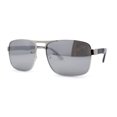 thumbnail image 3 of Mens Color Mirror Classic Rectangular Metal Rim Officer Sunglasses Silver Mirror, 3 of 4