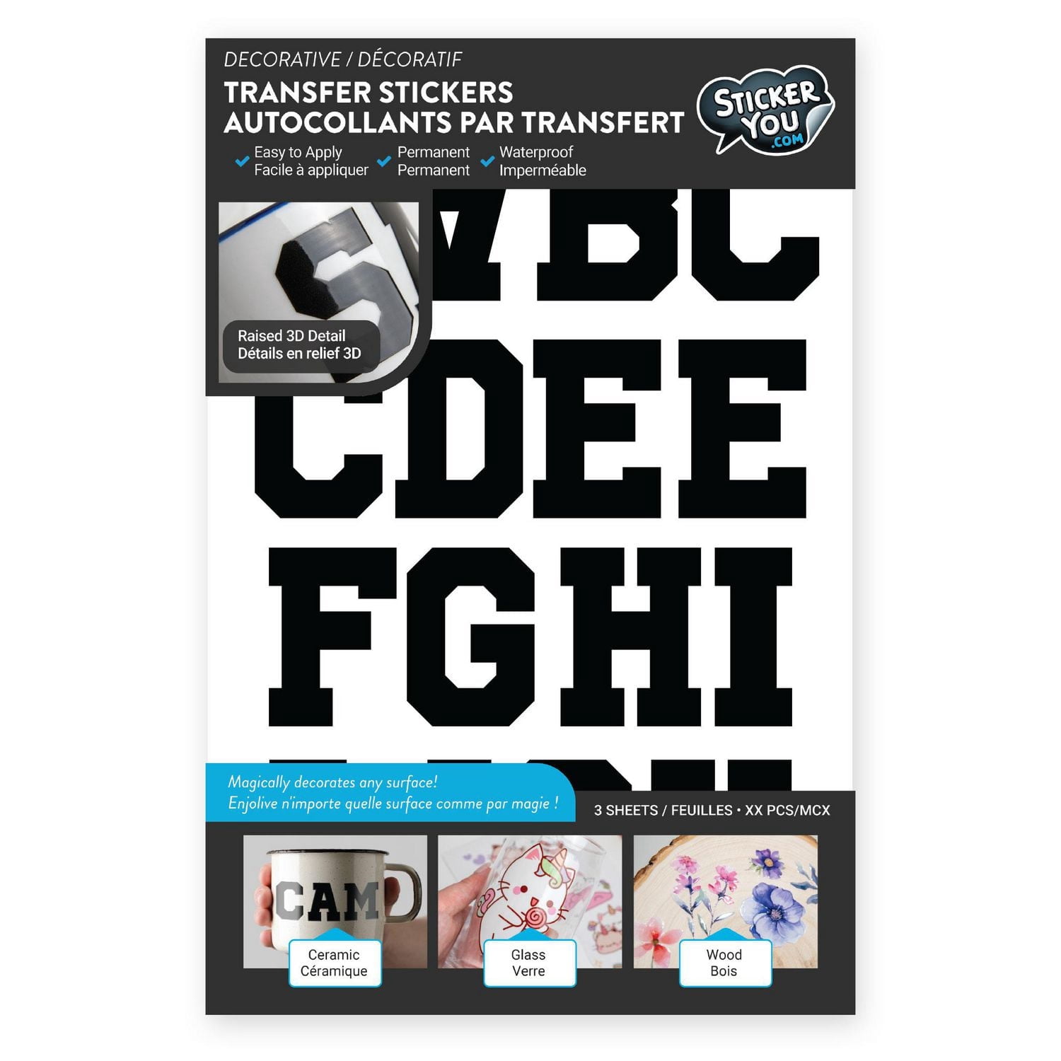 StickerYou Varsity Alphabet Decorative Transfer Stickers
