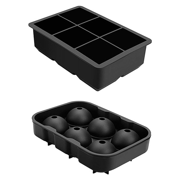 Leutsin 2Pc Silicone Ice Tray Bar Pudding Jelly Chocolate Making Mold 6 Ice Cubes