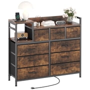 AKDSteel Modern 39" TV Stand & Dresser – Fabric Drawers, Charging Station, Chest of Drawers for Bedroom, Living Room, Hallway