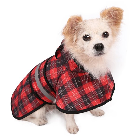 HDE Chien Imperméable à Capuche Slicker Poncho pour les Petits à X-Grands Chiens et Chiots (Plaid, Petit)