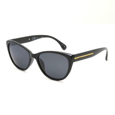 Time & Tru Black and Gold Polarized Cat-Eye Sunglasses
