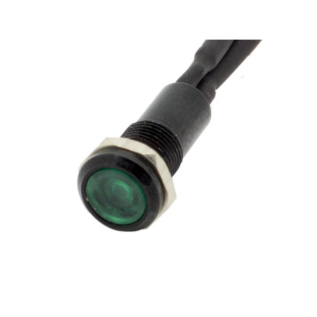 Alpinetech 6mm 1/4" Green 12V LED Metal Indicator Pilot Custom Dash Light Lamp with Black Body PLB-6