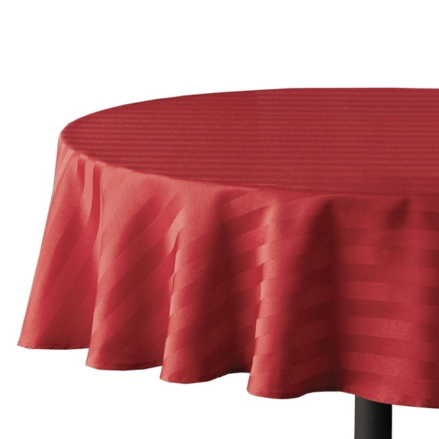 Hometrends Microfiber Stripe Tablecloth 70" Round, Red