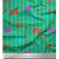 thumbnail image 1 of Soimoi Green Heavy Canvas Fabric Bow & Stripe Decor Fabric Printed Yard 58 Inch Wide, 1 of 5