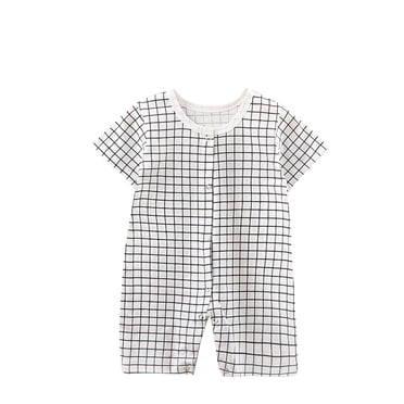 MeetoTime Barboteuses pour Bébés Garçons Filles à Carreaux Imprimés Col Rond Manches Courtes Fines Barboteuses pour Nourrisson Tout-Petit Vêtements d'Été pour Bébé