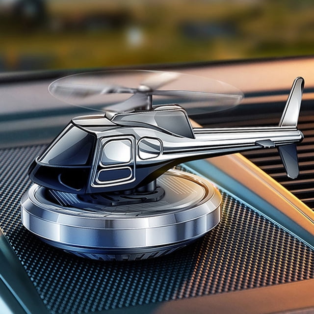 Fufafayo Solar Powered Car Perfume, Metal Helicopter Car Air Freshener, Rotating Solar Car Perfume Diffuser, Automotive Interior Decoration for Dashboard Gift