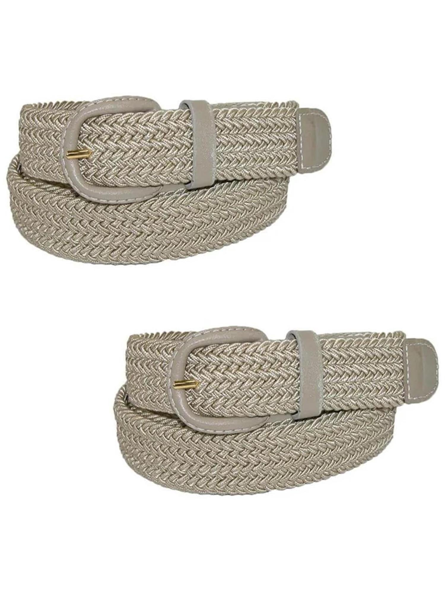 CTM®  Elastic Braided Belt with Covered Buckle (Pack of 2) (Men's)