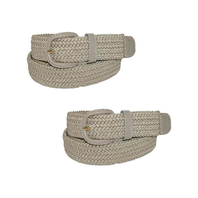CTM® Elastic Braided Belt with Covered Buckle (Pack of 2) (Men's)