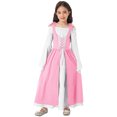 thumbnail image 1 of Xnihocha Robe Médiévale Renaissance Rétro pour Filles, Manches Longues Évasées, Lacets, Maxi Robe Rose 12, 1 of 7