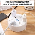 thumbnail image 3 of Barre d'Alimentation avec Ports USB Cordon d'Extension 6,56 Pi 5 Prises CA 3 Ports USB-A Design Circulaire Compact avec Lampe DEL Intégrée et Rangement pour Câble Rotatif, 3 of 6