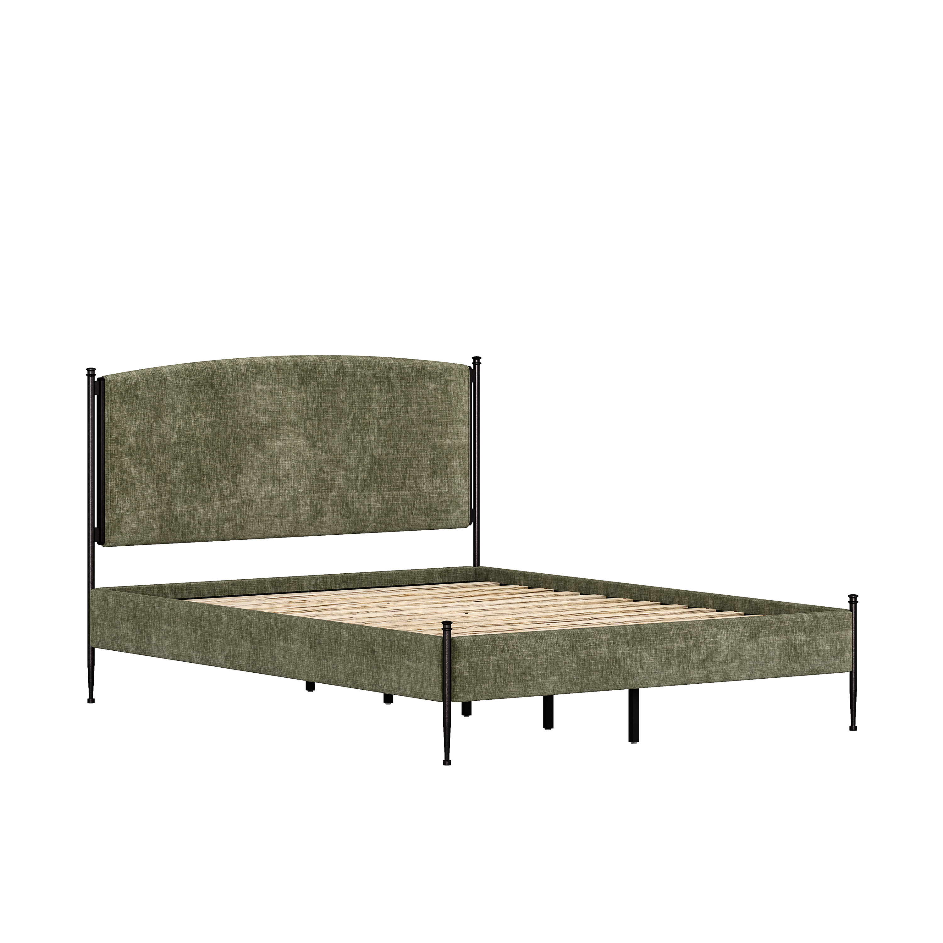 Better Homes & Gardens Ambrose Upholstered King Bed, Forest Velvet and Forged Iron