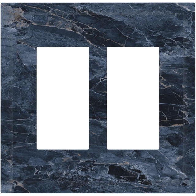 Nadoabtm Decorative Outlet Covers Realistic Deep Blue Marble Pattern 2 Gang Double GFCI Rocker Electrical Wall Panels Light Switch Cover Plate for living Room Home Decor