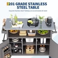 thumbnail image 2 of Sturdy Wood Outdoor Grill Cart with Stainless Steel Tabletop - Storage Cabinet - Lockable Wheels - Spice & Towel Rack - Mobile BBQ Prep Table for Patio, Backyard, Rolling Bar Cart, Grey, 2 of 7