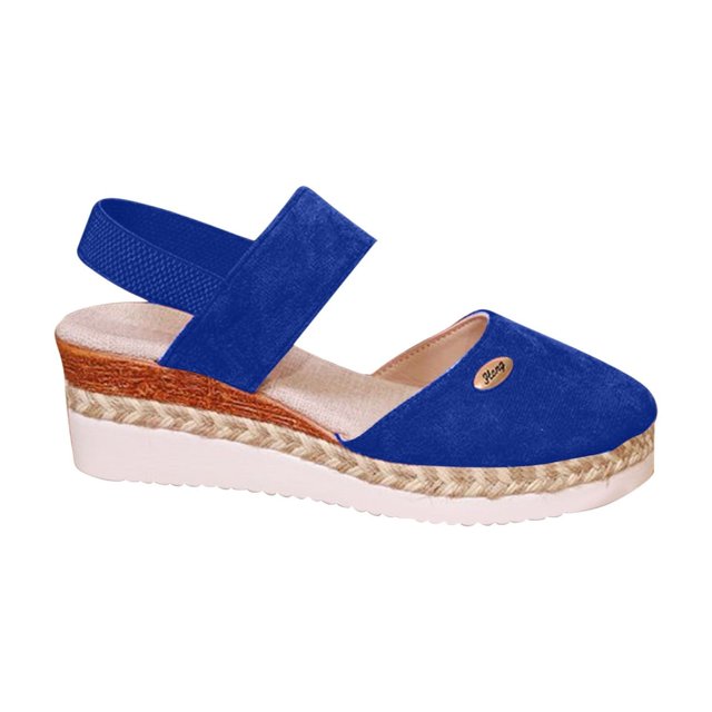 Sandale Compensée Platform à Bout Fermé pour Femmes, Talon Décontracté, Sandales Habillées, Chaussures d'Été Confortables Antidérapantes avec Bride de Cheville à Boucle Ajustable