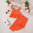 thumbnail image 2 of FAOWME Summer Style Sleeveless Tank Tops & Soft Pants Outfits 2PCS Set Solid Color Casual Outfits Orange 9-12 Months, 2 of 6
