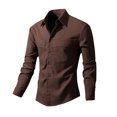 thumbnail image 1 of RXIRUCGD Chemise Décontractée pour Homme à Manches Longues avec Boutons, Poche et Col Rabattable, Café, Taille : 3TG, 1 of 4