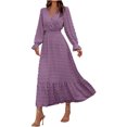 thumbnail image 2 of Gspmoly Robes pour Femmes Grande Taille, Robe à Manches Longues Décontractée à Col en V à la Mode pour Femmes au Tempérament, Robes d'Été pour Femmes Offres, 2 of 6