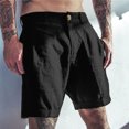 thumbnail image 2 of Men's Linen Shorts Classic Slim - Elastic Waist Summer Beach Pants, 7 Inch Inseam, 70% Rayon 30% Linen, 2 of 6