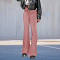 thumbnail image 2 of Ladies Bodycon Pants Slight Flare Leg Elastic High Waist Casual Style Daily Suit, 2 of 7