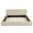 thumbnail image 3 of Noble House Queen Upholstered Platform Bed,Thick Fabric Grounded Bed with Solid Frame,Beige, 3 of 10