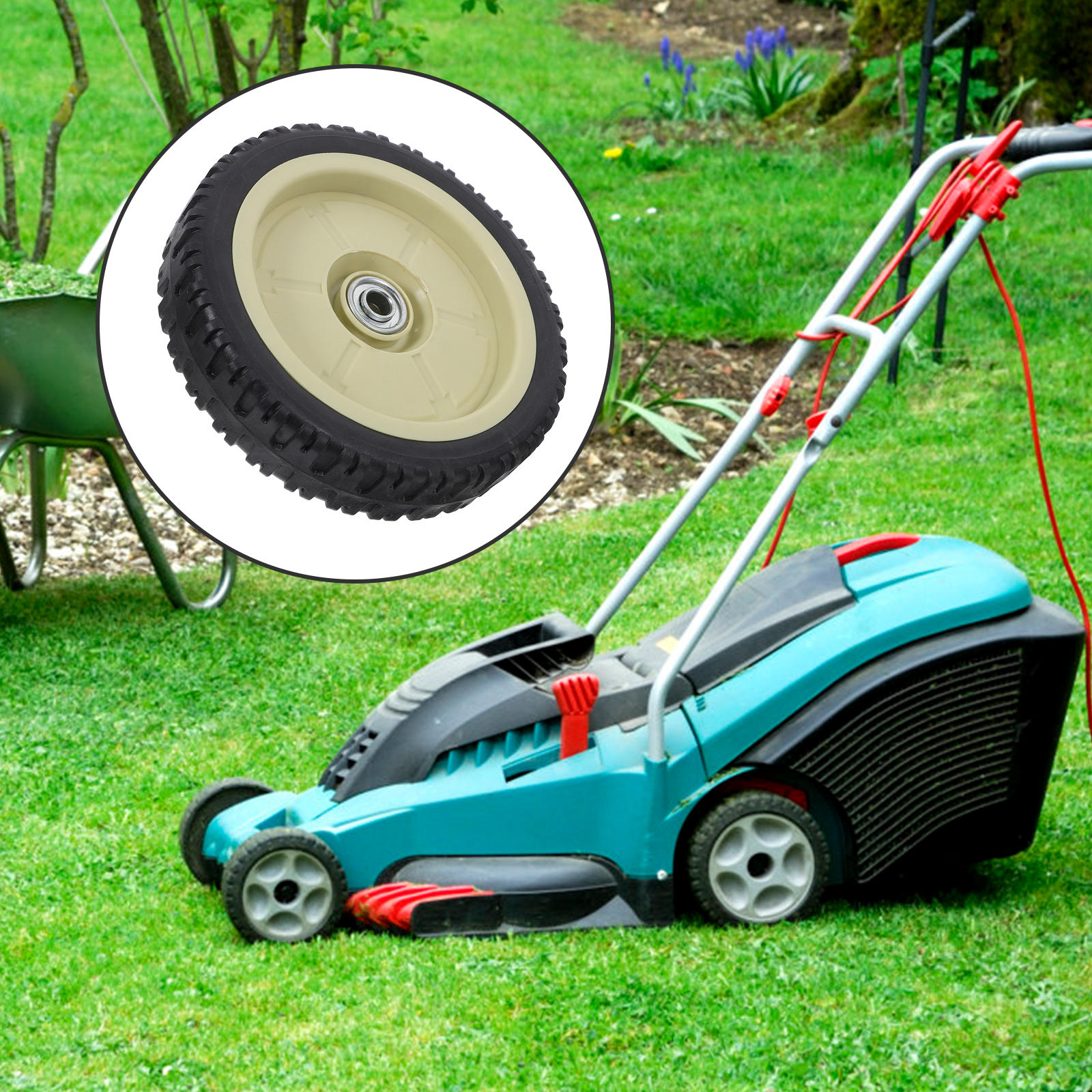 WHAMVOX Caster Wheels Lawn Mower Wheel Plastic Blue 1Pcs Smooth Maneuvering
