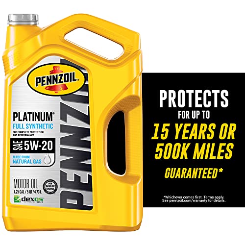 Pennzoil 8069233 5 qt. 5W-20 Platinum Gasoline Synthetic Motor Oil