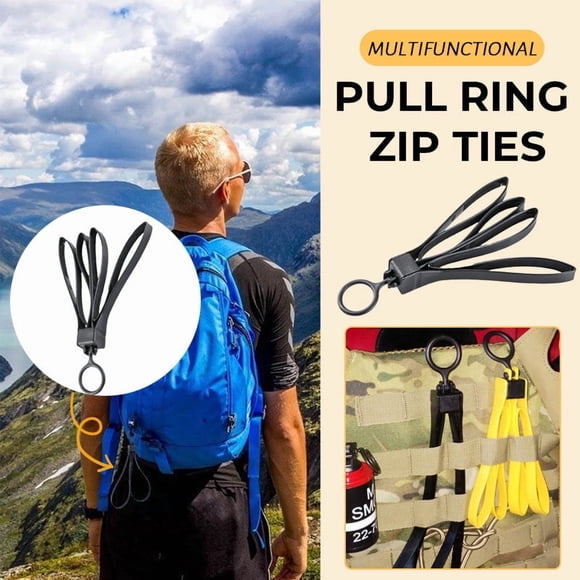 Sangle de Retenue Tactique avec Double Boucle et Anneau de Tirage, Nylon Haute Résistance pour le Camping en Plein Air, la Gestion des Câbles et l'Utilisation d'Urgence, Conception Pliable et Portable
