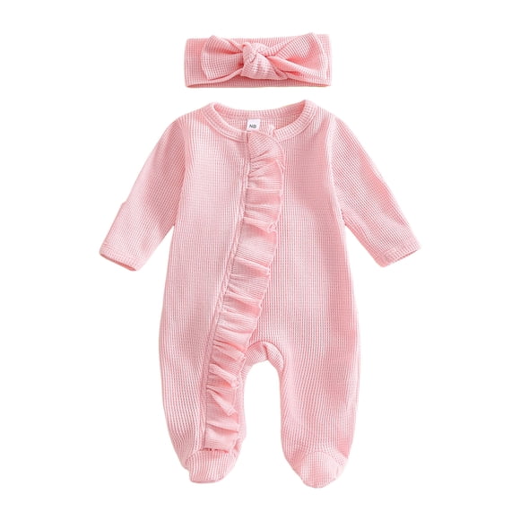 gdxvjhbj Newborn Clothes Neutral Newborn Baby Girl Boy Matching Outfits Knitted Romper Mitten Cuffs Jumpsuit Fall Clothes 0 3 6 9 12 18 24 Months (Pink,6-12 Months)