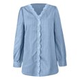 thumbnail image 4 of Timegard Plus Size Tops for Women Lace V Neck Puff Long Sleeve Dressy Casual Solid Color Tops Fall, 4 of 5