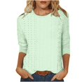 thumbnail image 2 of DPTALR T-shirt Ample Uni pour Femme, Blouse Mi-Longue à Manches 3/4, Col Rond, Hauts Décontractés, 2 of 6