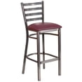 thumbnail image 1 of HERCULES Series Clear Coated Ladder Back Metal Restaurant Barstool - Burgundy Vinyl Seat, 1 of 6