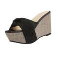 thumbnail image 2 of LSLJS Chaussures Décontractées pour Femmes à Nœud, Talon Compensé, Bout Ouvert, Pantoufles Unies, Sandales à Plateforme Confortables, Pantoufles pour Femmes, 2 of 7