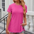 thumbnail image 4 of AherBiu Hauts d'Été Décontractés pour Femmes Manches Courtes Col Rond Fente Illet Trou Chemises de Plage Blouse, 4 of 4