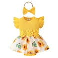 thumbnail image 1 of GPOECD Baby Girls Sleeveless Ribbed Floral Applique Dress Summer Casual Romper with Textured Fabric Sleeveless Rompers for Girls Yellow-e,12-18 Months, 1 of 1