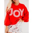 thumbnail image 4 of FOCUSNORM Women's Christmas Loose Pullover Sparkly Rhinestone Letter Print Long Sleeve Crew Neck Sweatshirt, 4 of 7