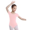 thumbnail image 1 of Nyeemya Combinaison une Pièce pour Filles Enfants Ballet Danse Gymnastique Justaucorps Classique à Manches Courtes Tenue de Danse Rose 6, 1 of 6
