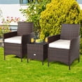 thumbnail image 2 of Costway 3PCS Patio Rattan Furniture Set Cushioned Sofa Glass Tabletop White, 2 of 10