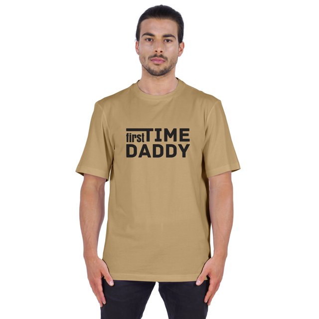 Inkmeso Men's Graphic Printed "First Time Daddy" Short Sleeve Tee Shirt Jersey Shirt For Dad