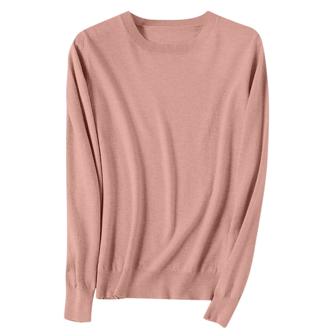 Timegard Chandails pour Femmes Col Rond Confortable Tricot Automne Hiver Décontracté Couleur Unie Manches Longues