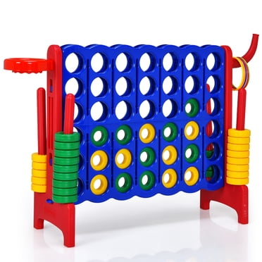 Costway 4-in-A Row Giant Game Set w/Basketball Hoop for Kids & Adults Red